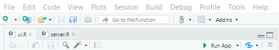 Screenshot of an RStudio session showing deploy button
