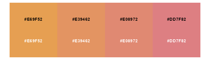 Four squares chnaging gradually from orange to pink