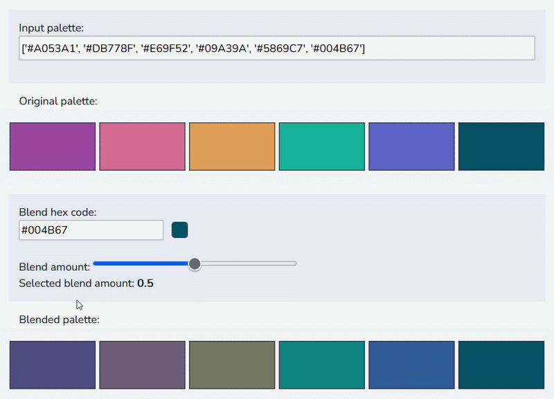 Screen recording of blend interface
